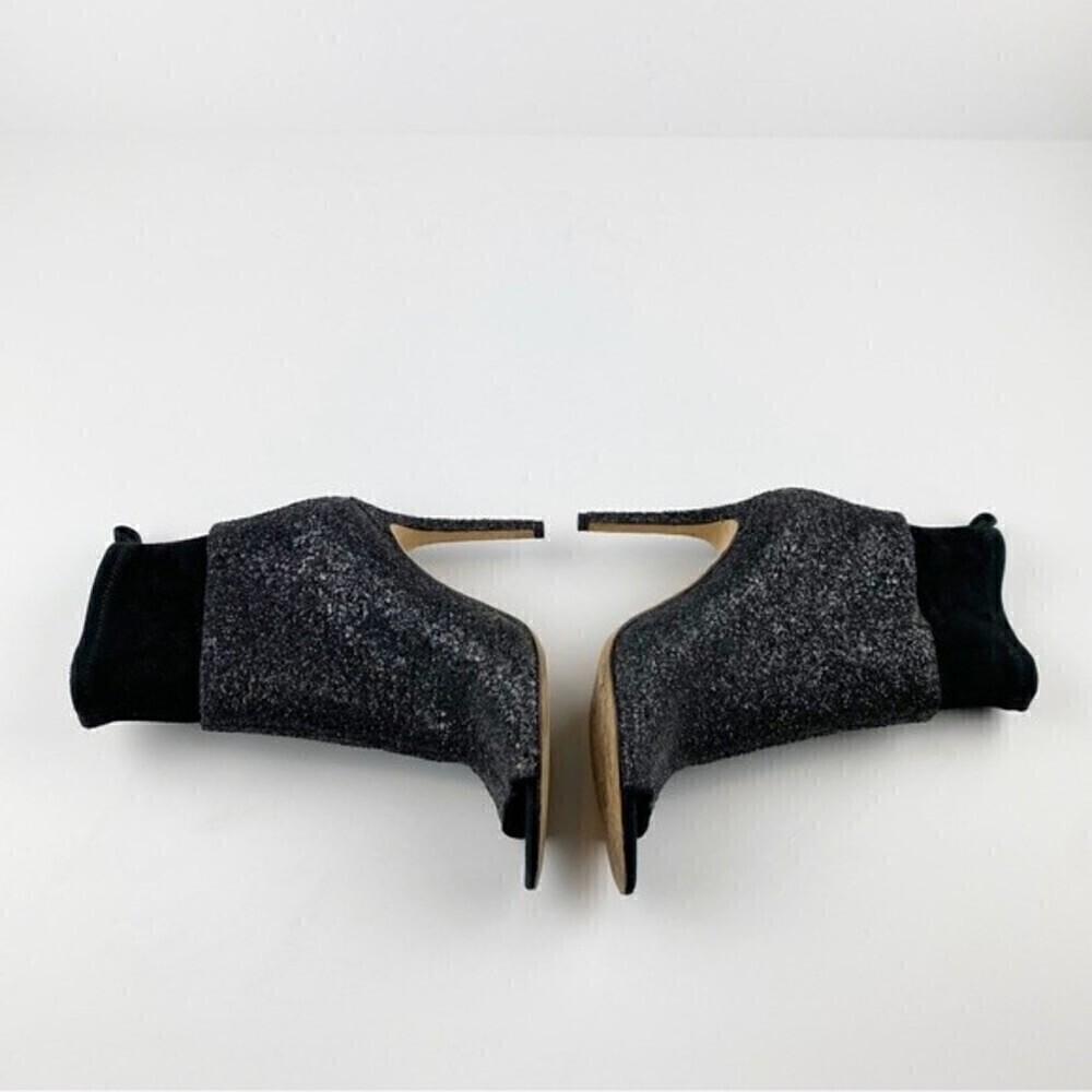 Via Spiga Tarni Black Glitter High Heel Peep Toe Booties Size 7.5 - Picture 8 of 13